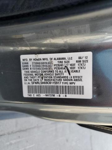 Photo 10 from auction – 2012 HONDA ODYSSEY EX with VIN 5FNRL5H69CB115917