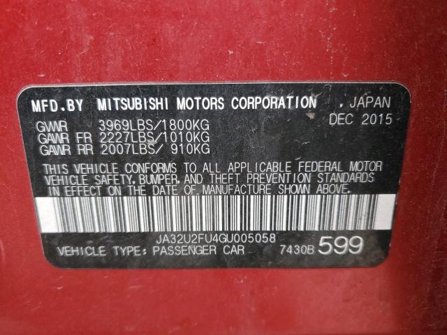 Photo 10 from auction – 2016 MITSUBISHI LANCER ES with VIN JA32U2FU4GU005058
