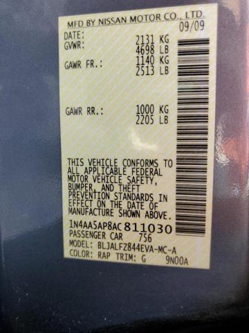 Photo 10 from auction – 2010 NISSAN MAXIMA S with VIN 1N4AA5AP8AC811030