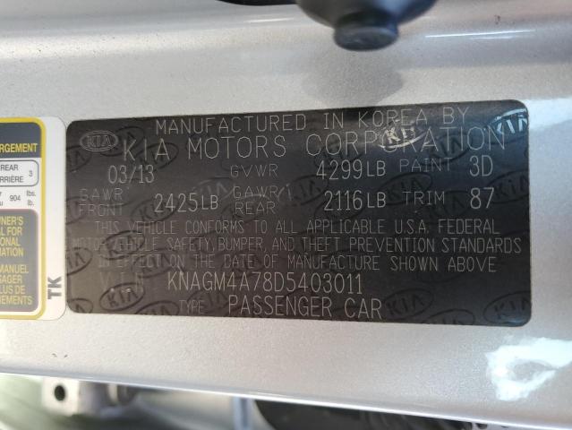 Photo 10 from auction – 2013 KIA OPTIMA LX with VIN KNAGM4A78D5403011