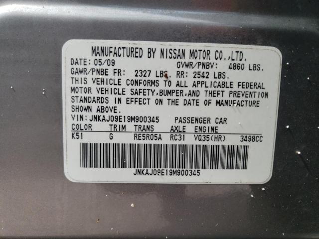 Photo 10 from auction – 2009 INFINITI EX35 BASE with VIN JNKAJ09E19M900345