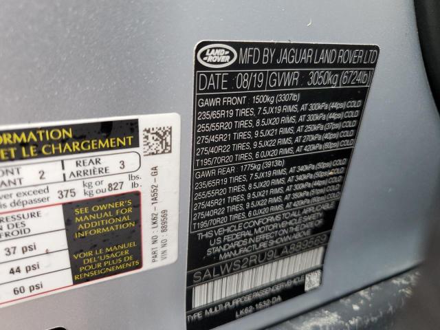 Photo 10 from auction – 2020 LAND ROVER RANGE ROVE with VIN SALWS2RU9LA889569