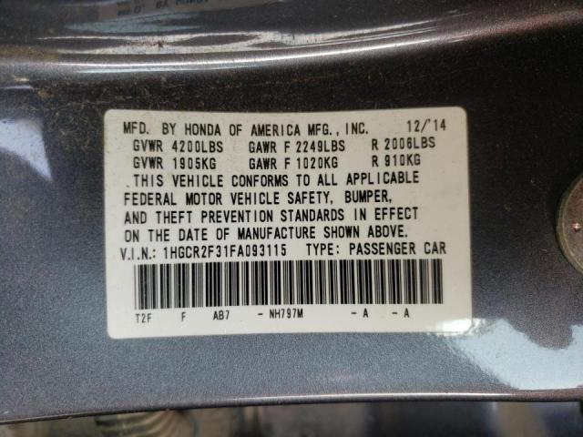 Photo 10 from auction – 2015 HONDA ACCORD LX with VIN 1HGCR2F31FA093115