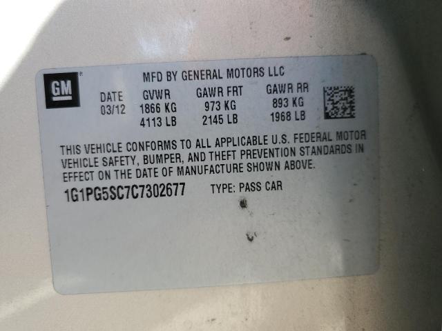 Photo 10 from auction – 2012 CHEVROLET CRUZE LT with VIN 1G1PG5SC7C7302677