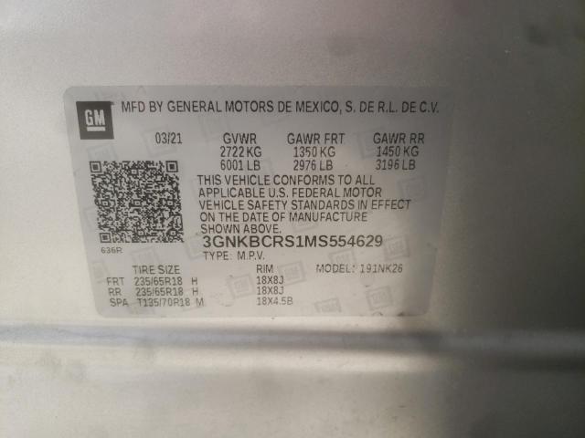 Photo 10 from auction – 2021 CHEVROLET BLAZER 2LT with VIN 3GNKBCRS1MS554629