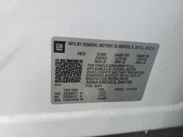 Photo 10 from auction – 2018 CHEVROLET EQUINOX LT with VIN 3GNAXSEV2JL344716