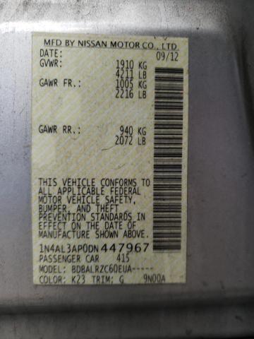 Photo 10 from auction – 2013 NISSAN ALTIMA 2.5 with VIN 1N4AL3AP0DN447967