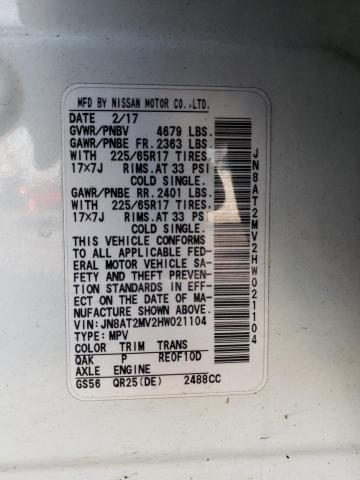 Photo 10 from auction – 2017 NISSAN ROGUE S with VIN JN8AT2MV2HW021104