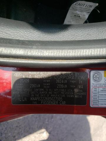 Photo 10 from auction – 2009 KIA SPECTRA EX with VIN KNAFE222695027335