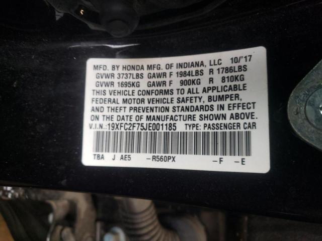Photo 10 from auction – 2018 HONDA CIVIC EX with VIN 19XFC2F75JE001185