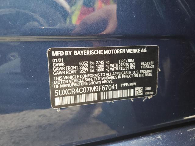 Photo 10 from auction – 2021 BMW X5 SDRIVE with VIN 5UXCR4C07M9F67041