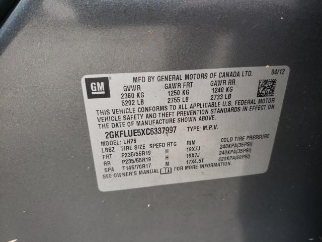 Photo 10 from auction – 2012 GMC TERRAIN SL with VIN 2GKFLUE5XC6337997
