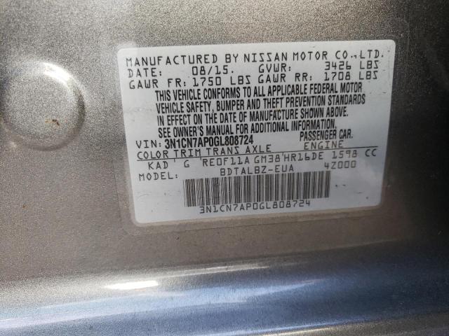 Photo 10 from auction – 2016 NISSAN VERSA S with VIN 3N1CN7AP0GL808724