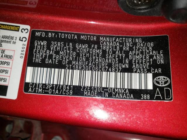 صورة رقم 10 من المزاد - 2006 TOYOTA COROLLA CE مع VIN 2T1BR30E06C674837