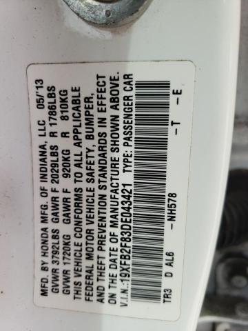 Photo 10 from auction – 2013 HONDA CIVIC EX with VIN 19XFB2F83DE043421