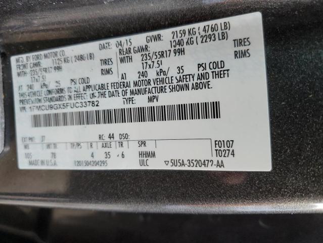 Photo 10 from auction – 2015 FORD ESCAPE SE with VIN 1FMCU9GX5FUC33782
