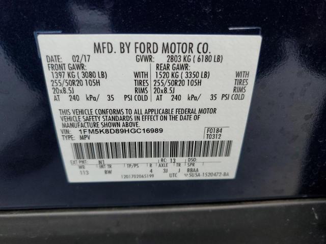 Photo 10 from auction – 2017 FORD EXPLORER X with VIN 1FM5K8D89HGC16989