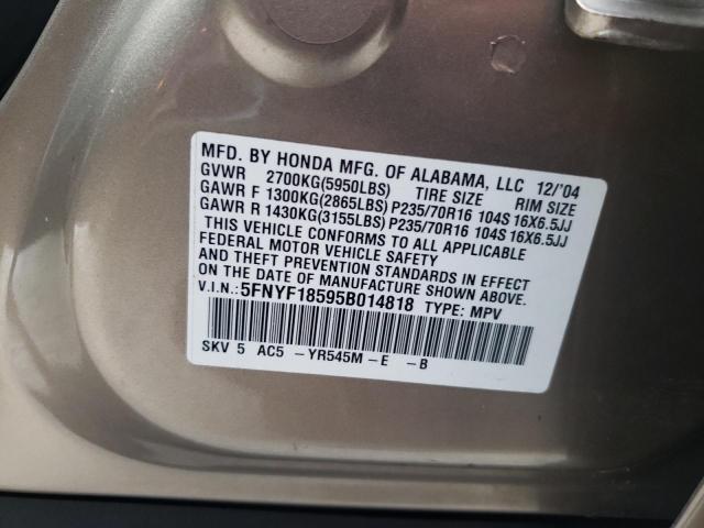 Photo 10 from auction – 2005 HONDA PILOT EXL with VIN 5FNYF18595B014818