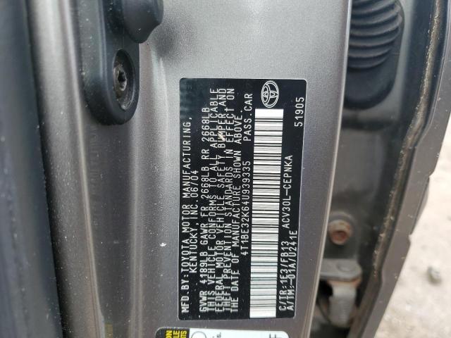 Photo 10 from auction – 2004 TOYOTA CAMRY LE with VIN 4T1BE32K64U939335