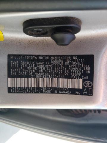 Photo 10 from auction – 2011 TOYOTA COROLLA BA with VIN 2T1BU4EEXBC734565