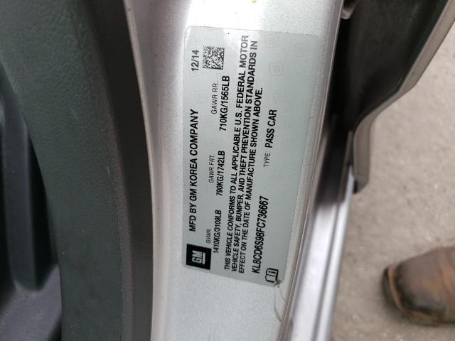 Photo 10 from auction – 2015 CHEVROLET SPARK 1LT with VIN KL8CD6S98FC736667