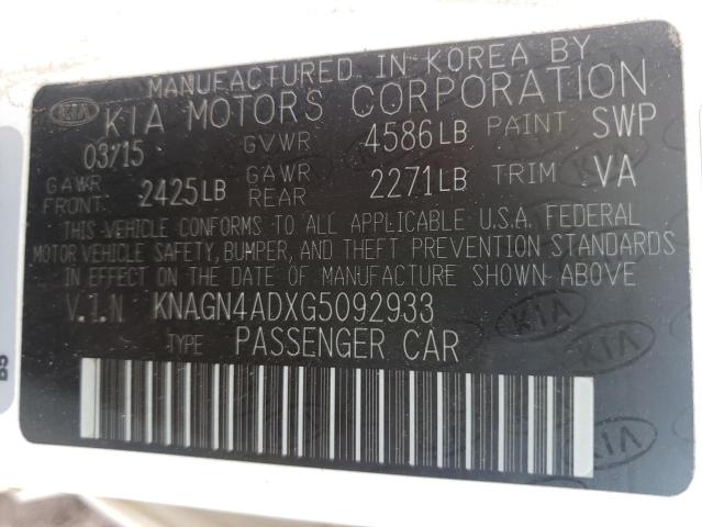 Photo 10 from auction – 2016 KIA OPTIMA HYB with VIN KNAGN4ADXG5092933