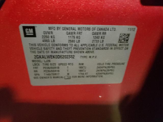 Photo 10 from auction – 2013 GMC TERRAIN SL with VIN 2GKALWEK0D6202332