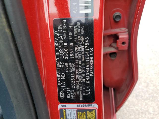 Photo 10 from auction – 2014 KIA RIO EX with VIN KNADN4A31E6417843