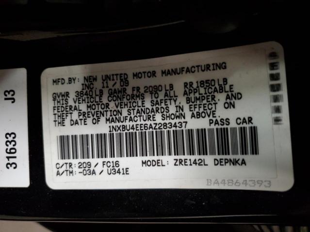 Photo 10 from auction – 2010 TOYOTA COROLLA BA with VIN 1NXBU4EE6AZ283437