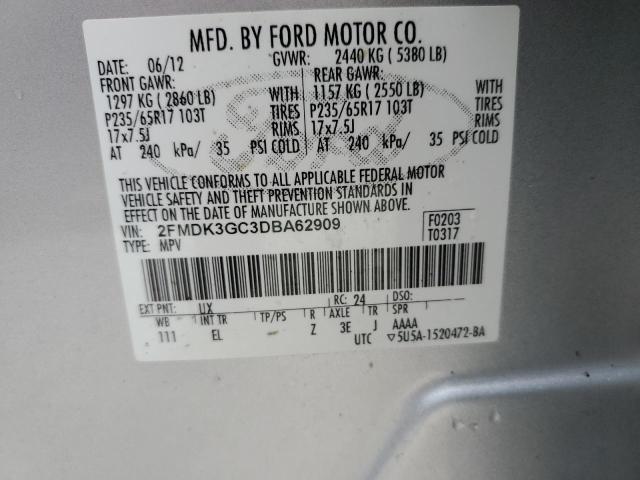 Photo 10 from auction – 2013 FORD EDGE SE with VIN 2FMDK3GC3DBA62909