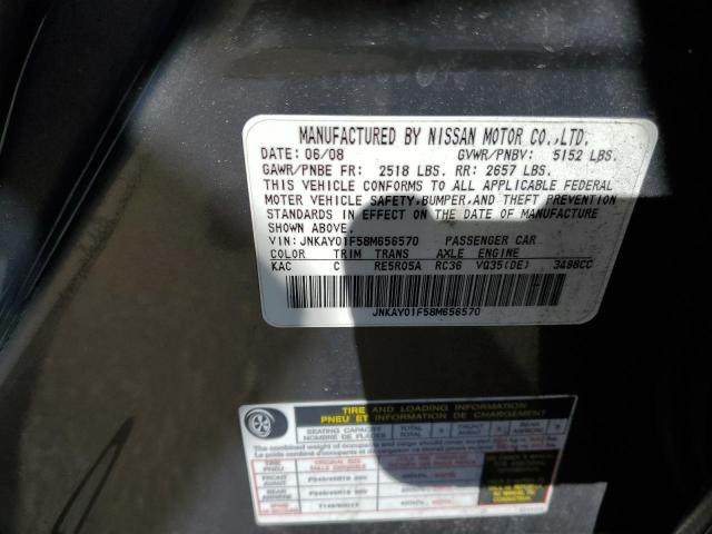 Photo 10 from auction – 2008 INFINITI M35 BASE with VIN JNKAY01F58M656570