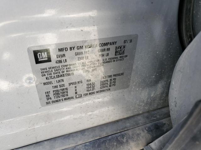 Photo 10 from auction – 2019 CHEVROLET TRAX 1LT with VIN KL7CJLSB4KB726619