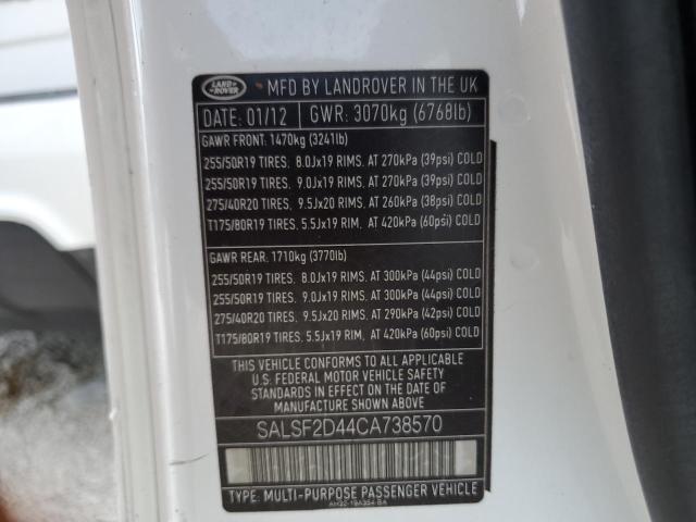 Photo 10 from auction – 2012 LAND ROVER RANGE ROVE with VIN SALSF2D44CA738570