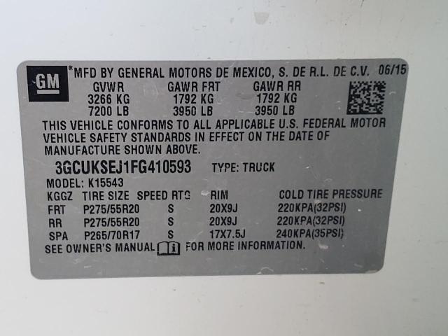 Photo 10 from auction – 2015 CHEVROLET SILVERADO with VIN 3GCUKSEJ1FG410593