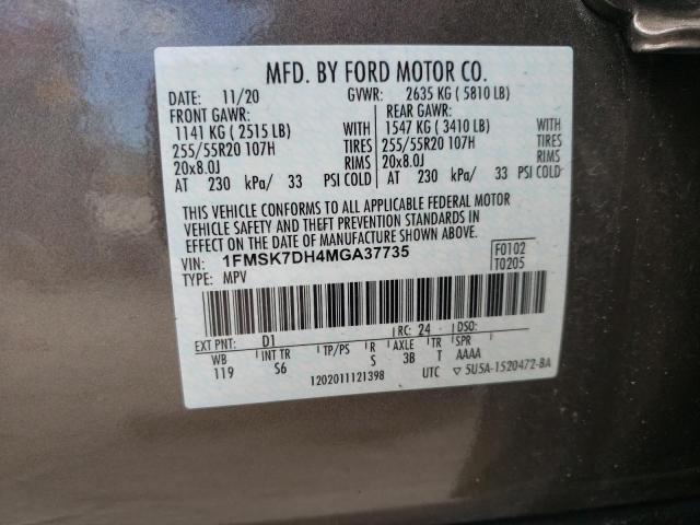 Photo 10 from auction – 2021 FORD EXPLORER X with VIN 1FMSK7DH4MGA37735