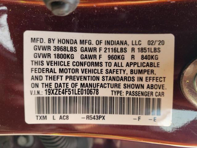 Photo 10 from auction – 2020 HONDA INSIGHT EX with VIN 19XZE4F51LE010678