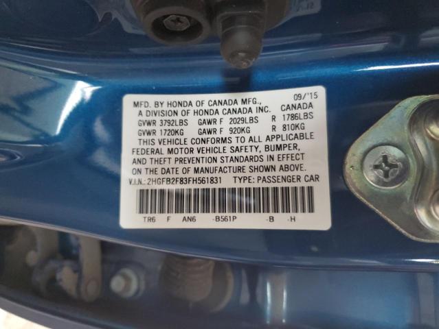 Photo 10 from auction – 2015 HONDA CIVIC EX with VIN 2HGFB2F83FH561831