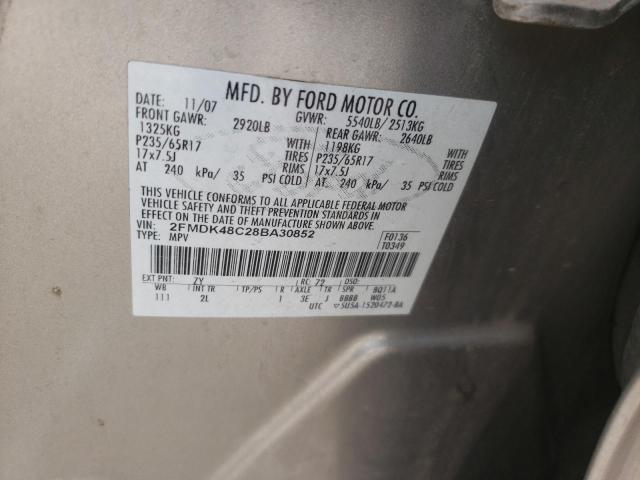 Photo 10 from auction – 2008 FORD EDGE SEL with VIN 2FMDK48C28BA30852
