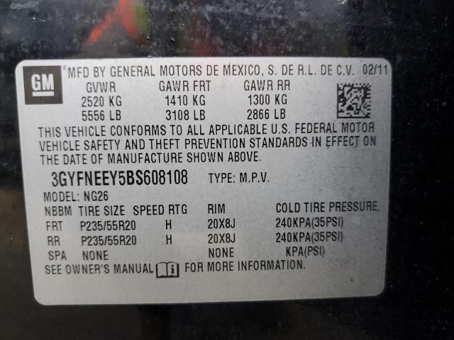 Photo 10 from auction – 2011 CADILLAC SRX with VIN 3GYFNEEY5BS608108