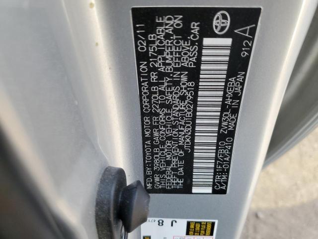 Photo 10 from auction – 2011 TOYOTA PRIUS with VIN JTDKN3DU1B0279518