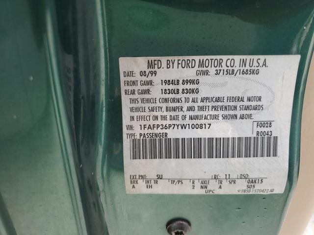 Photo 10 from auction – 2000 FORD FOCUS SE with VIN 1FAFP36P7YW100817