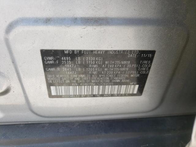 Photo 10 from auction – 2016 SUBARU OUTBACK 2. with VIN 4S4BSBNC7G3260305