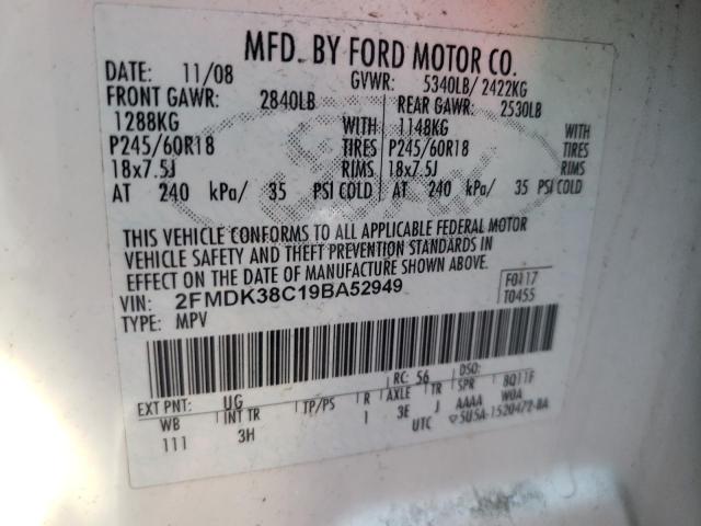 Photo 10 from auction – 2009 FORD EDGE SEL with VIN 2FMDK38C19BA52949