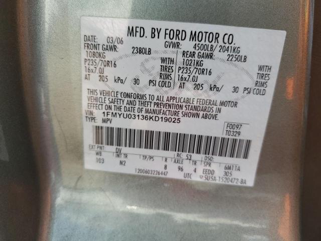 Photo 10 from auction – 2006 FORD ESCAPE XLT with VIN 1FMYU03136KD19025