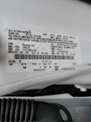 Photo 10 from auction – 2012 FORD FOCUS SE with VIN 1FAHP3F2XCL354349
