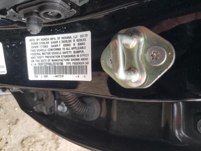 Photo 10 from auction – 2020 HONDA CIVIC LX with VIN 19XFC2F65LE016196