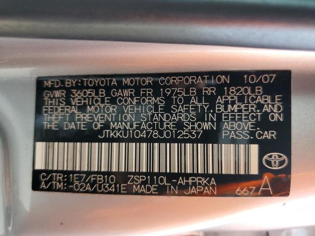 Photo 10 from auction – 2008 TOYOTA SCION XD with VIN JTKKU10478J012537