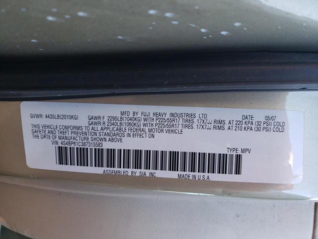 Photo 10 from auction – 2008 SUBARU OUTBACK 2. with VIN 4S4BP61C387315583