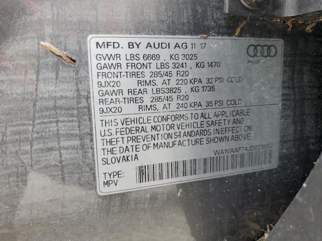 Photo 10 from auction – 2018 AUDI Q7 PRESTIG with VIN WA1VAAF74JD023699
