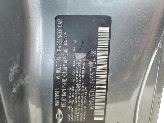Photo 10 from auction – 2005 MINI COOPER S with VIN WMWRH33595TF84381